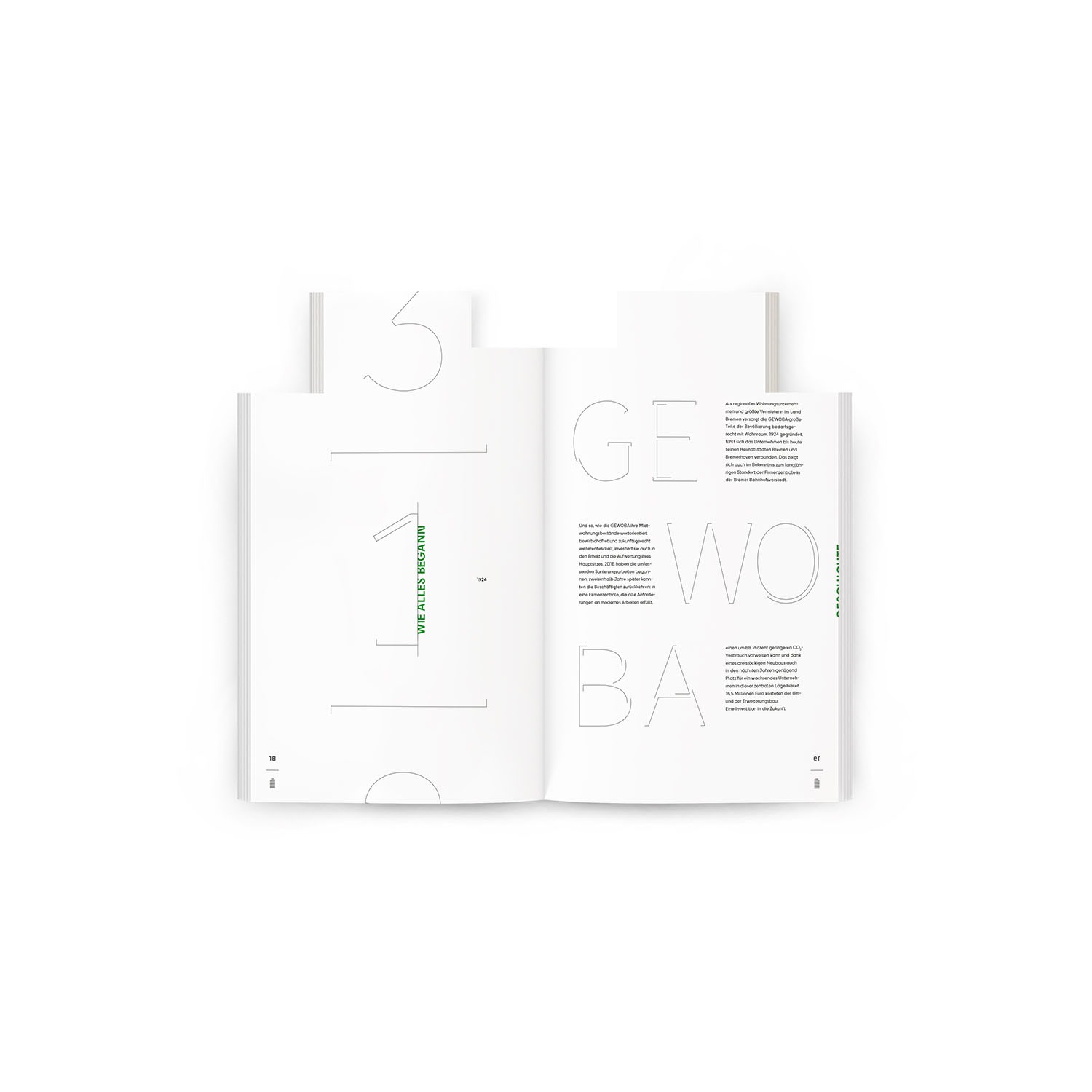Werbeagentur POLARWERK Bremen, Buch-Produktion zur Dokumentation einer Immobiliensanierung von der Designagentur POLARWERK für das Immobilienunternehmen GEWOBA.