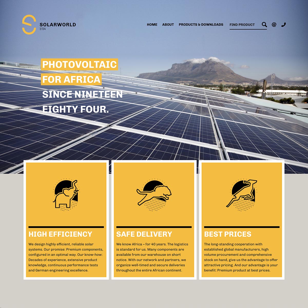 Screenshot der SOLARWORLD-Homepage